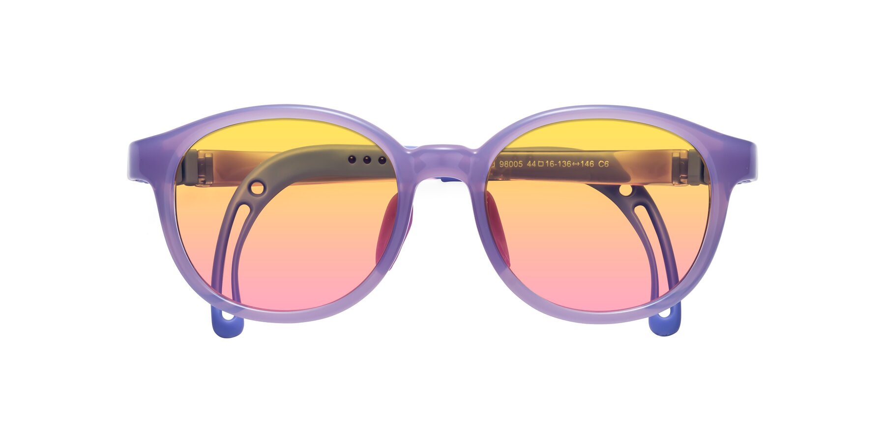 Folded Front of Anahid in Magician Purple with Yellow / Pink Gradient Lenses