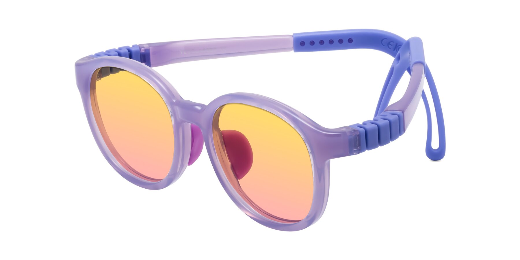 Angle of Anahid in Magician Purple with Yellow / Pink Gradient Lenses