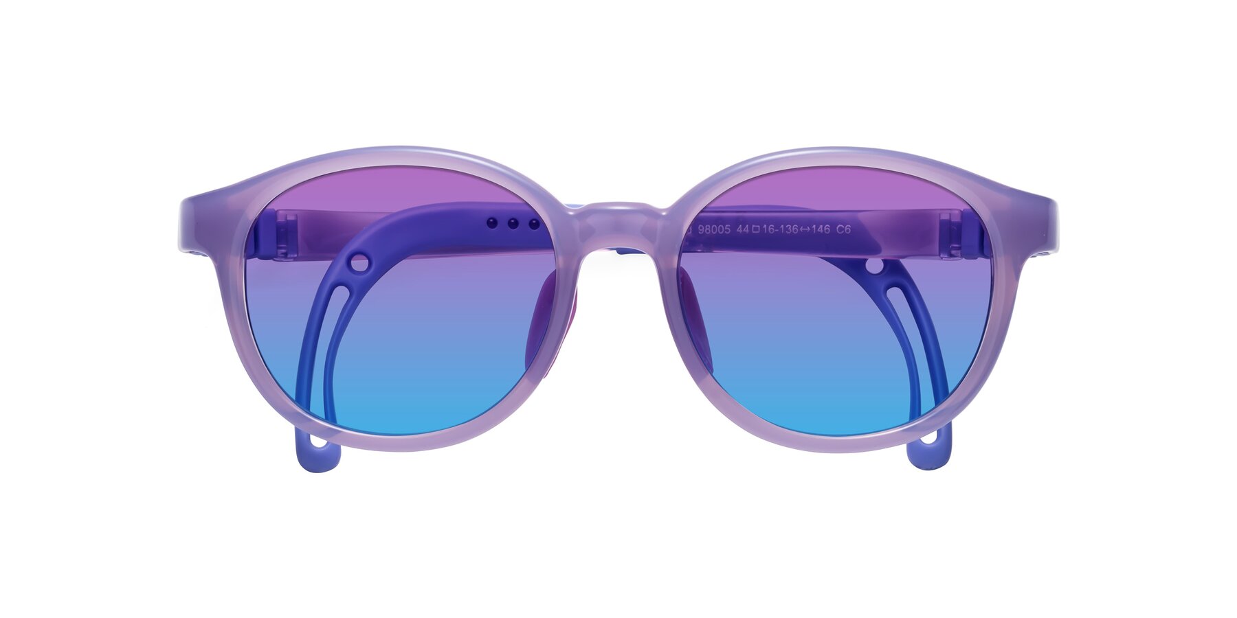 Folded Front of Anahid in Magician Purple with Purple / Blue Gradient Lenses