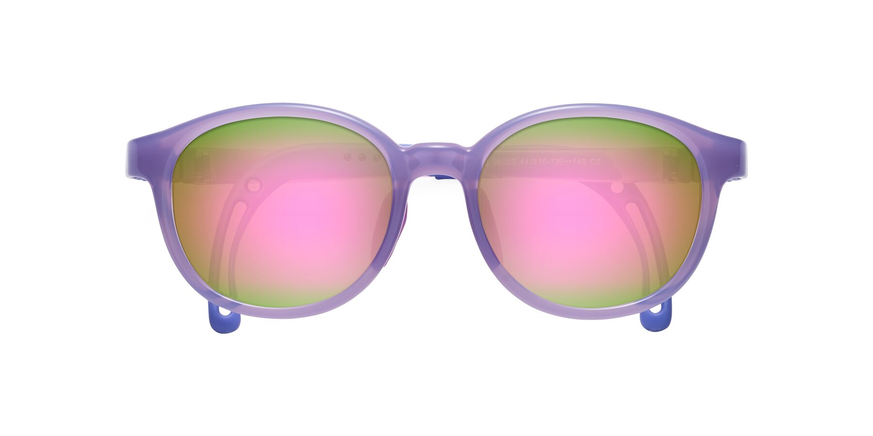 Folded Front of Anahid in Magician Purple with Pink Mirrored Lenses