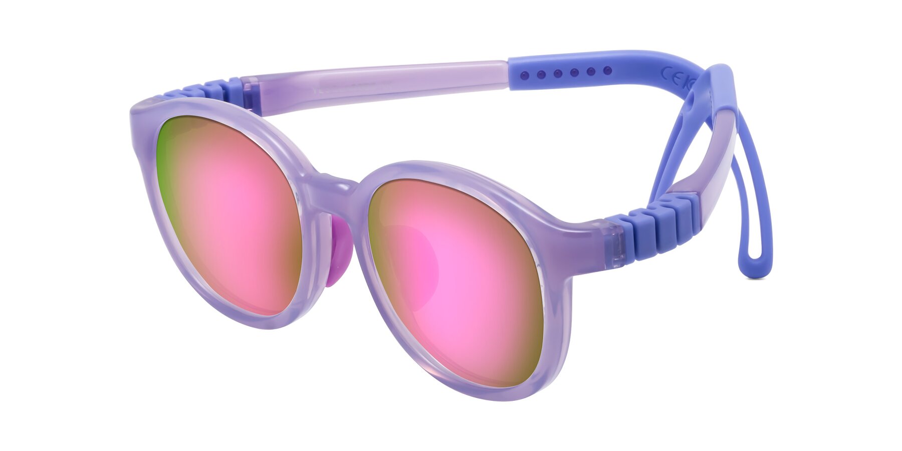 Angle of Anahid in Magician Purple with Pink Mirrored Lenses