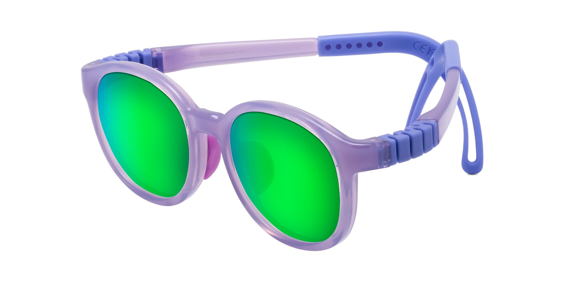 Angle of Anahid in Magician Purple with Green Mirrored Lenses