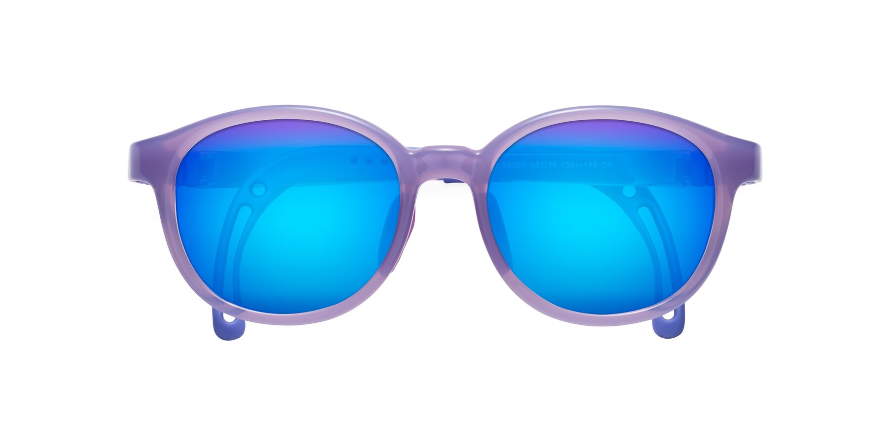 Folded Front of Anahid in Magician Purple with Blue Mirrored Lenses