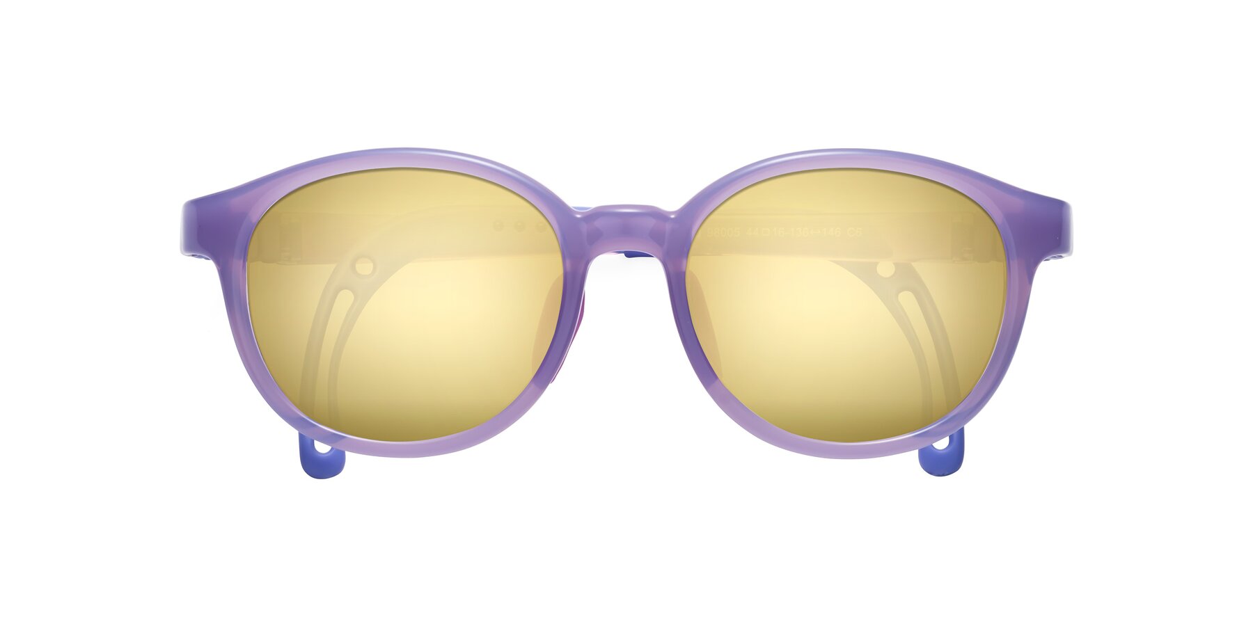 Folded Front of Anahid in Magician Purple with Gold Mirrored Lenses