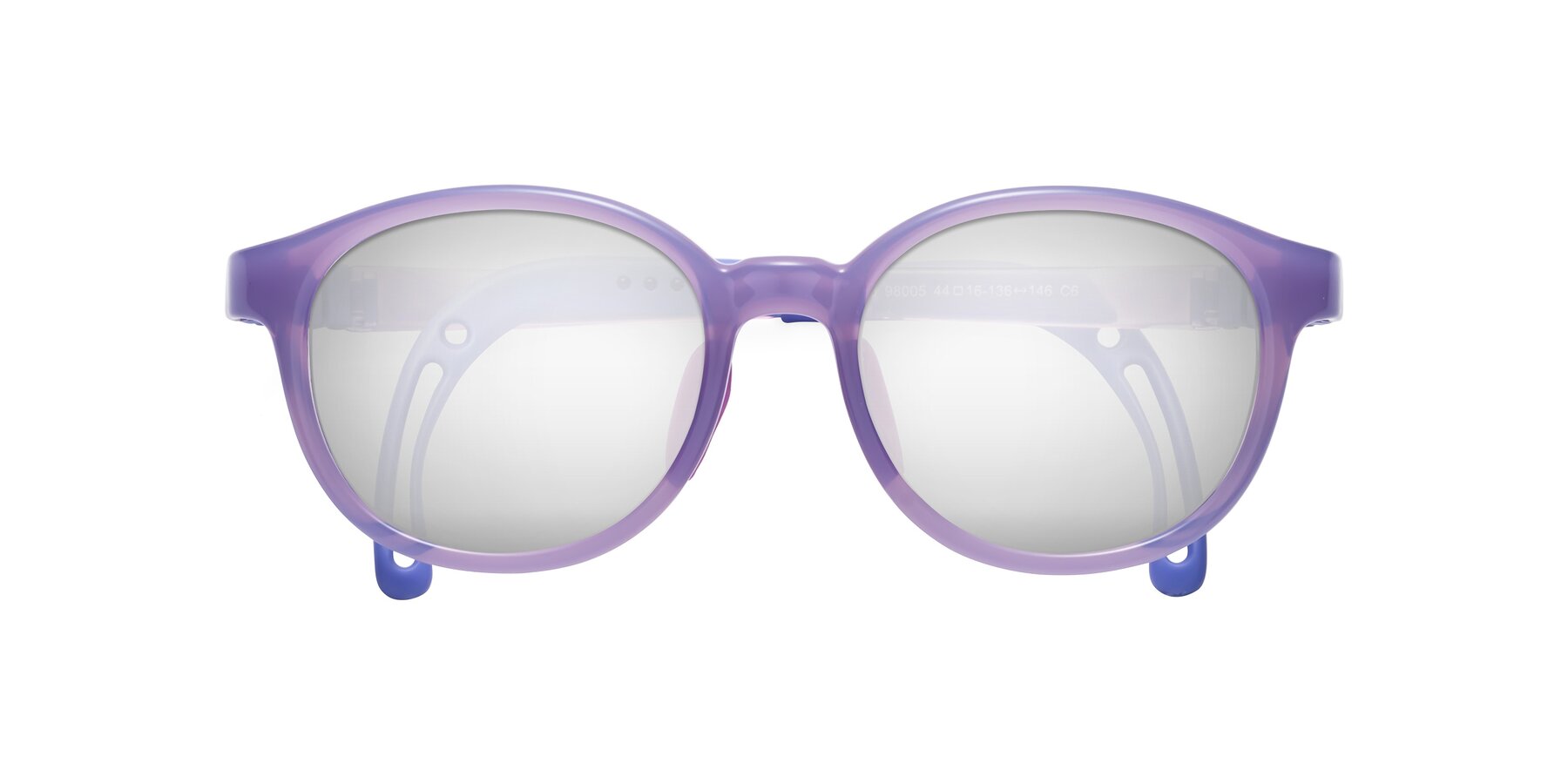 Folded Front of Anahid in Magician Purple with Silver Mirrored Lenses