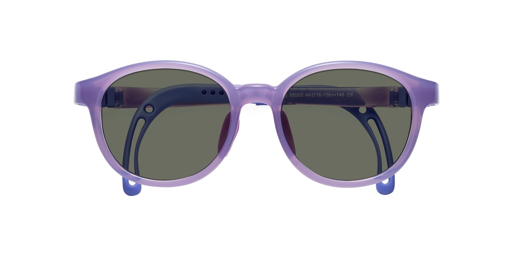 Folded Front of Anahid in Magician Purple with Gray Polarized Lenses