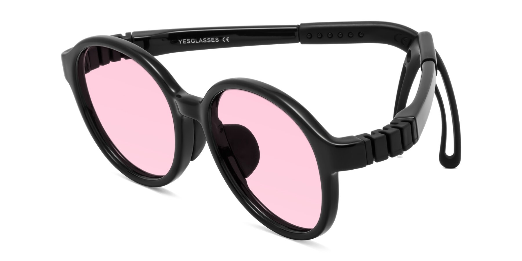 Angle of Zerlina in Ninja Black with Light Pink Tinted Lenses