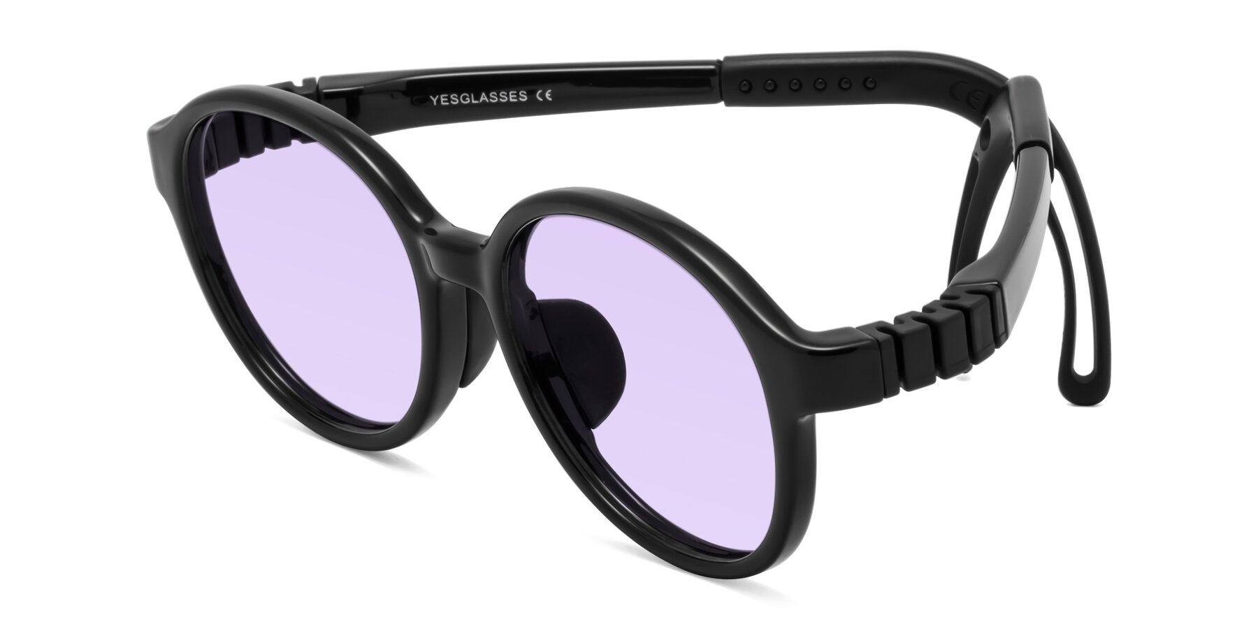 Angle of Zerlina in Ninja Black with Light Purple Tinted Lenses