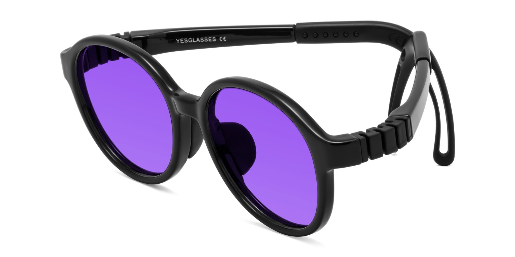 Angle of Zerlina in Ninja Black with Purple Tinted Lenses