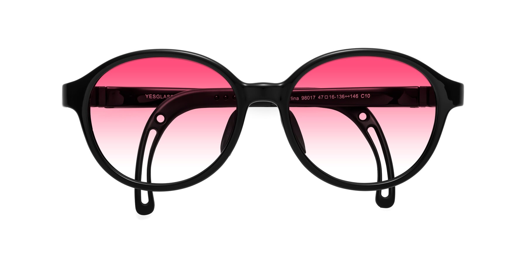 Folded Front of Zerlina in Ninja Black with Pink Gradient Lenses