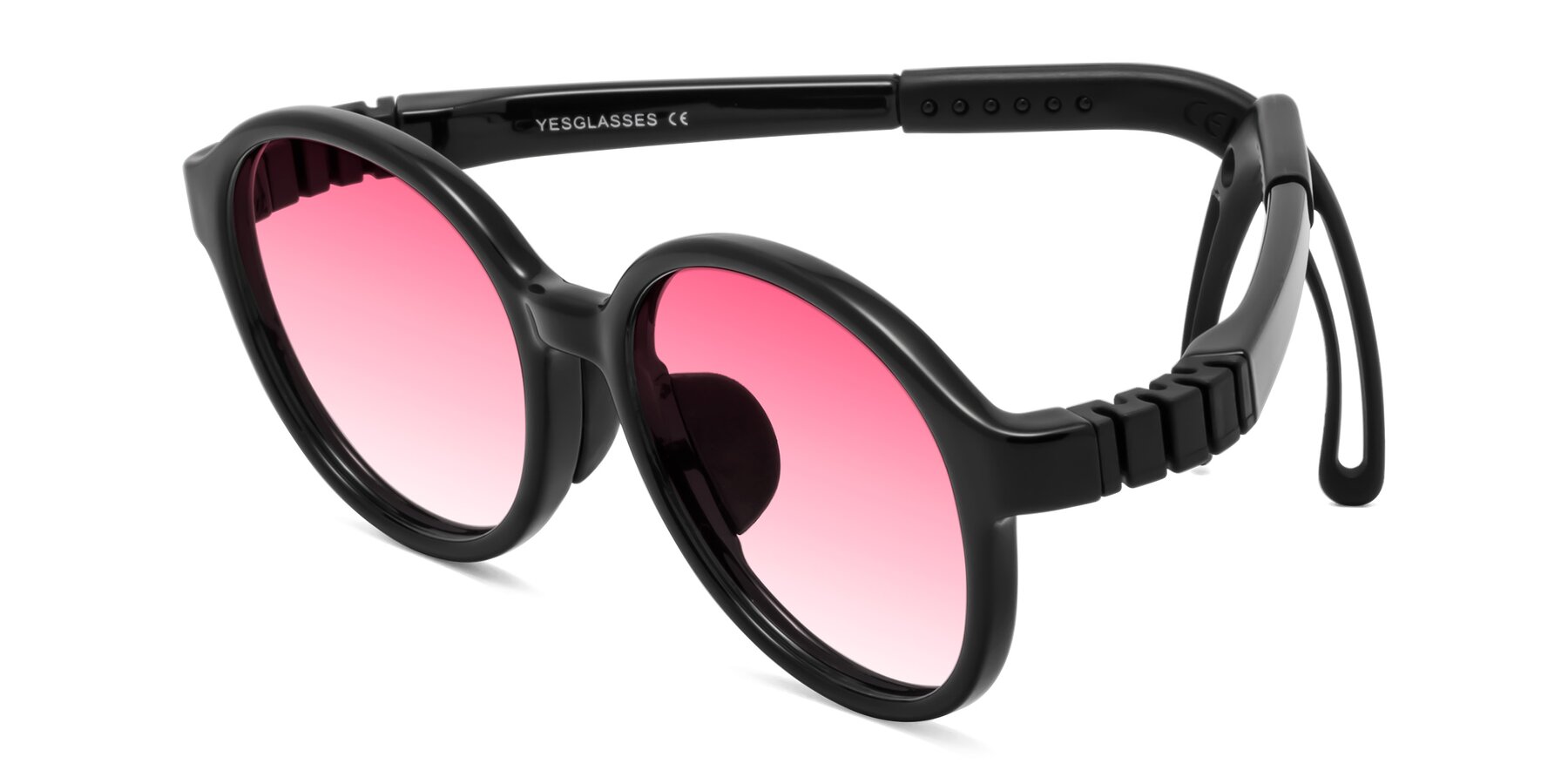 Angle of Zerlina in Ninja Black with Pink Gradient Lenses