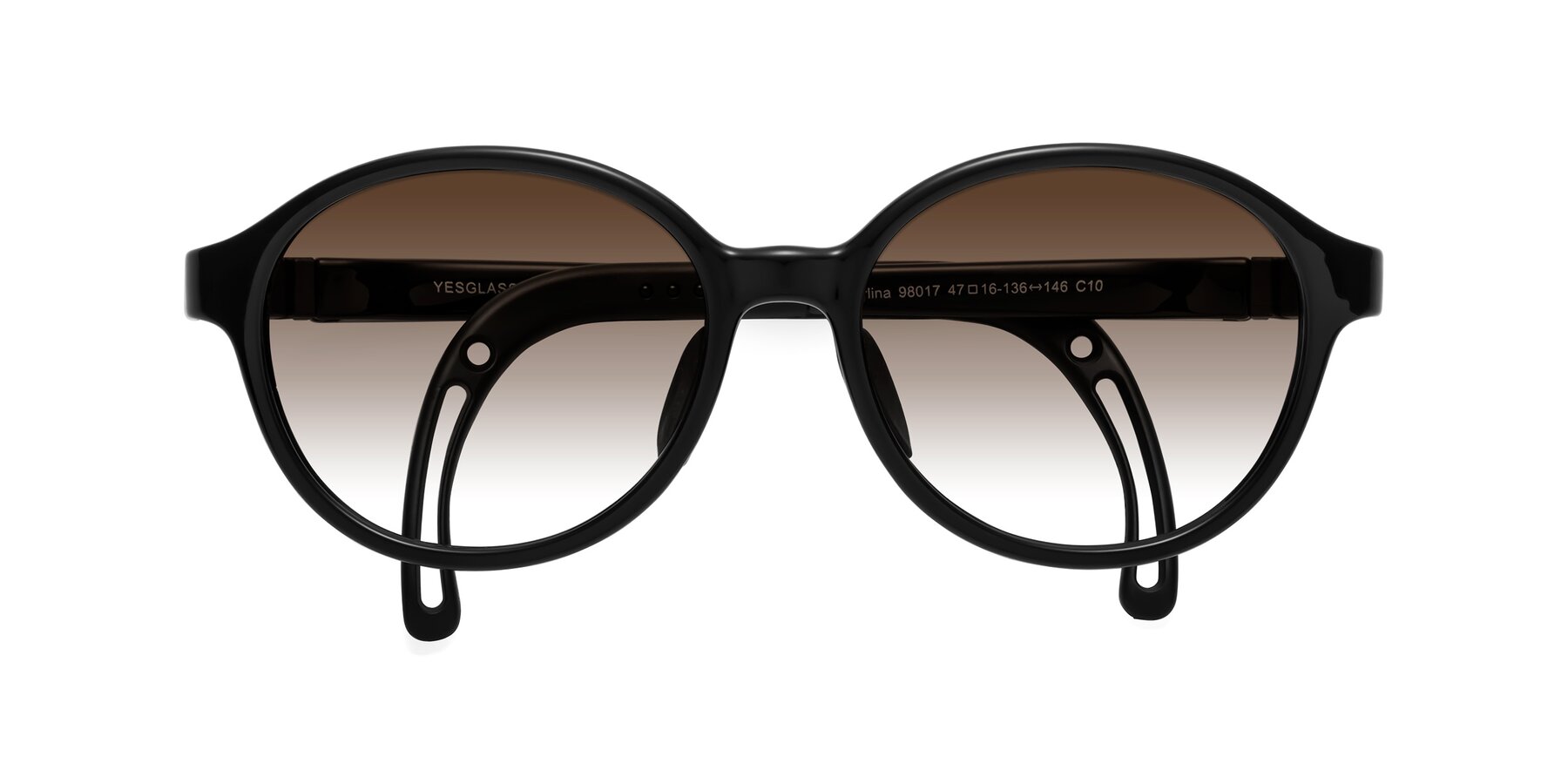 Folded Front of Zerlina in Ninja Black with Brown Gradient Lenses