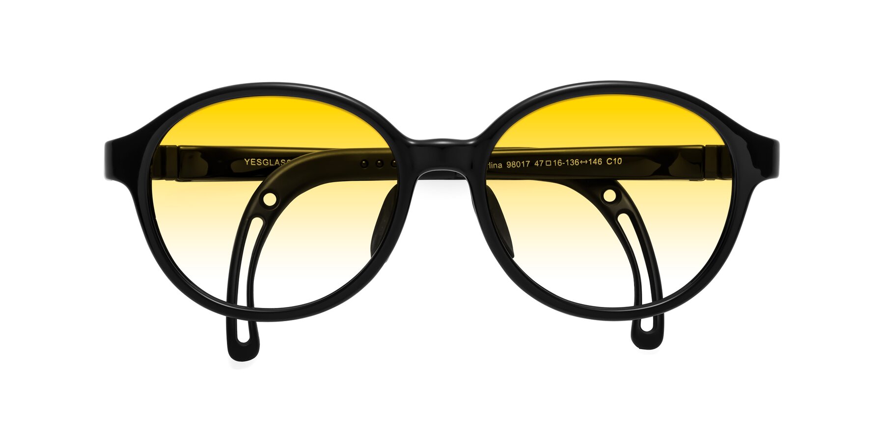 Folded Front of Zerlina in Ninja Black with Yellow Gradient Lenses