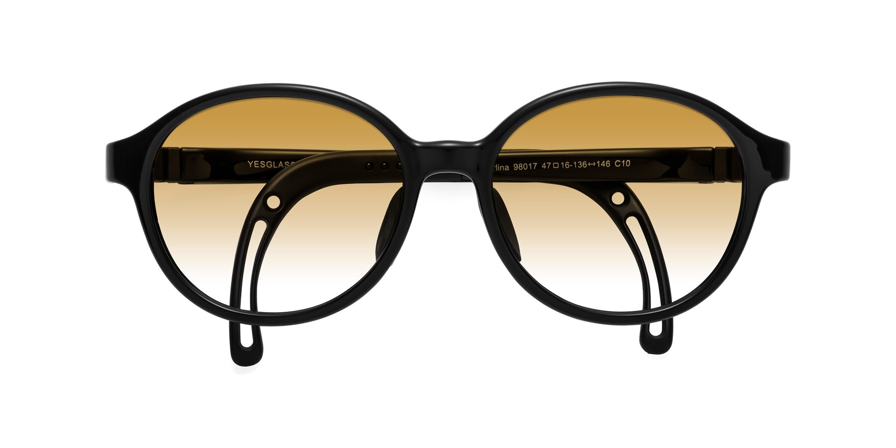 Folded Front of Zerlina in Ninja Black with Champagne Gradient Lenses