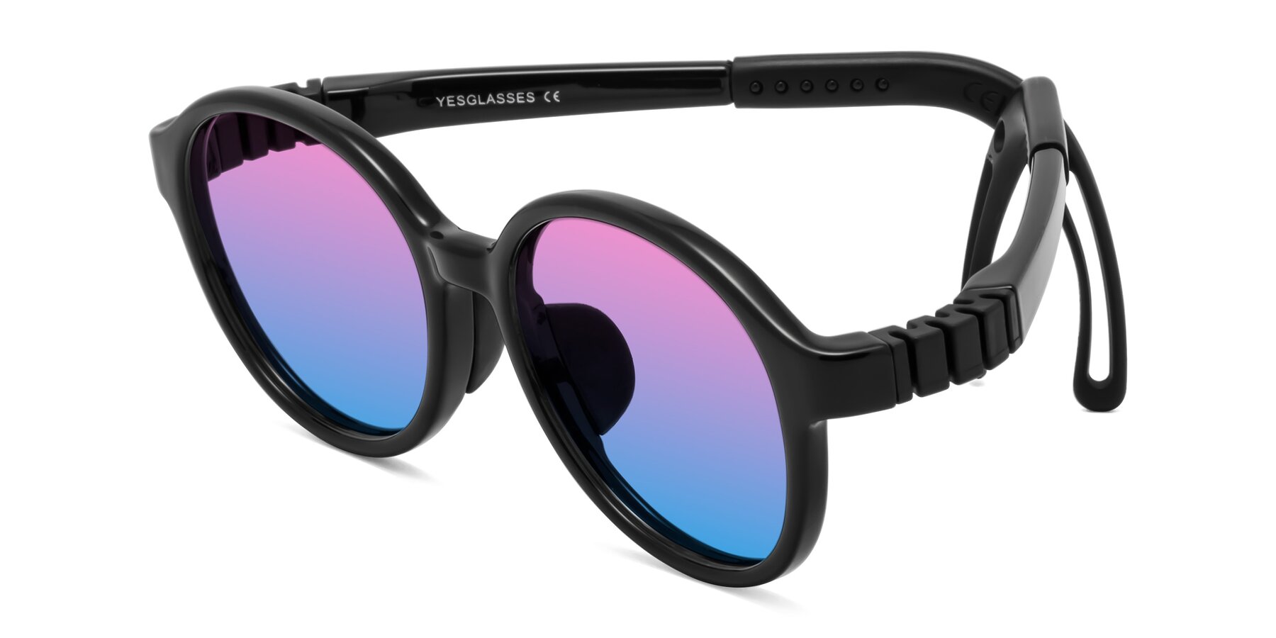 Angle of Zerlina in Ninja Black with Pink / Blue Gradient Lenses