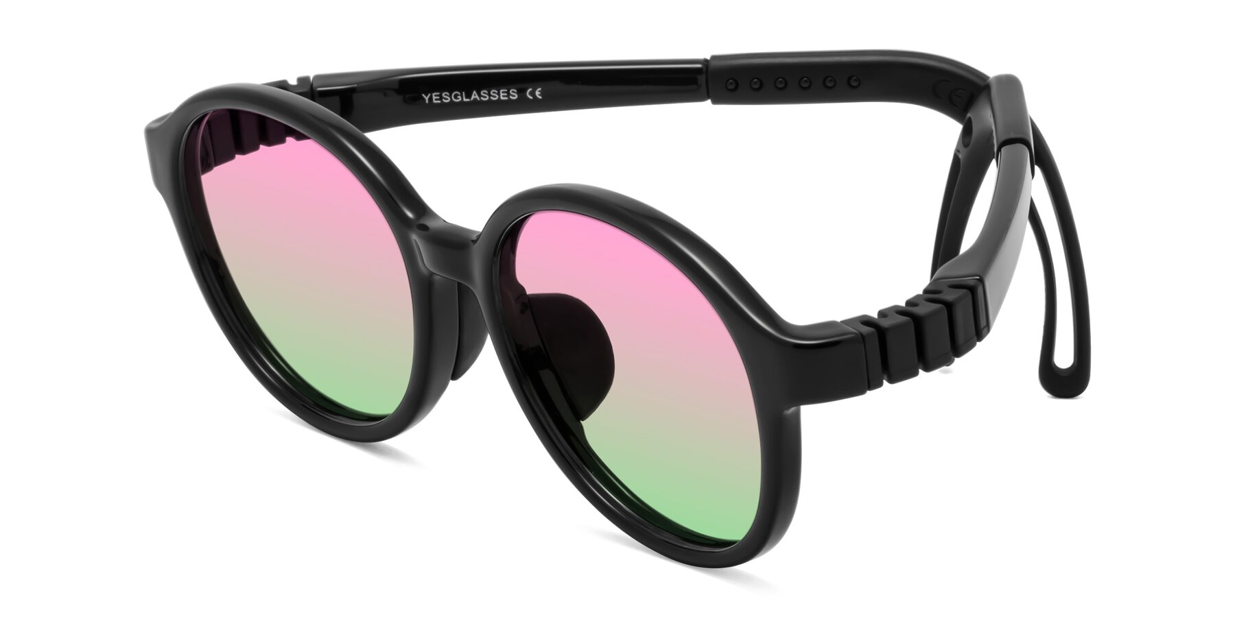 Angle of Zerlina in Ninja Black with Pink / Green Gradient Lenses