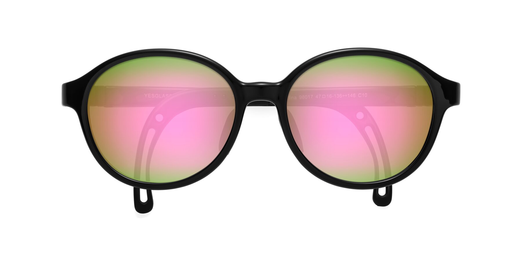 Folded Front of Zerlina in Ninja Black with Pink Mirrored Lenses