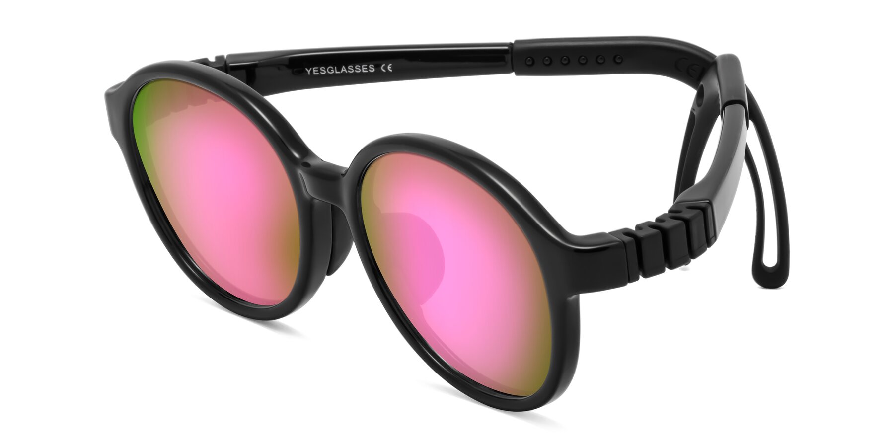 Angle of Zerlina in Ninja Black with Pink Mirrored Lenses