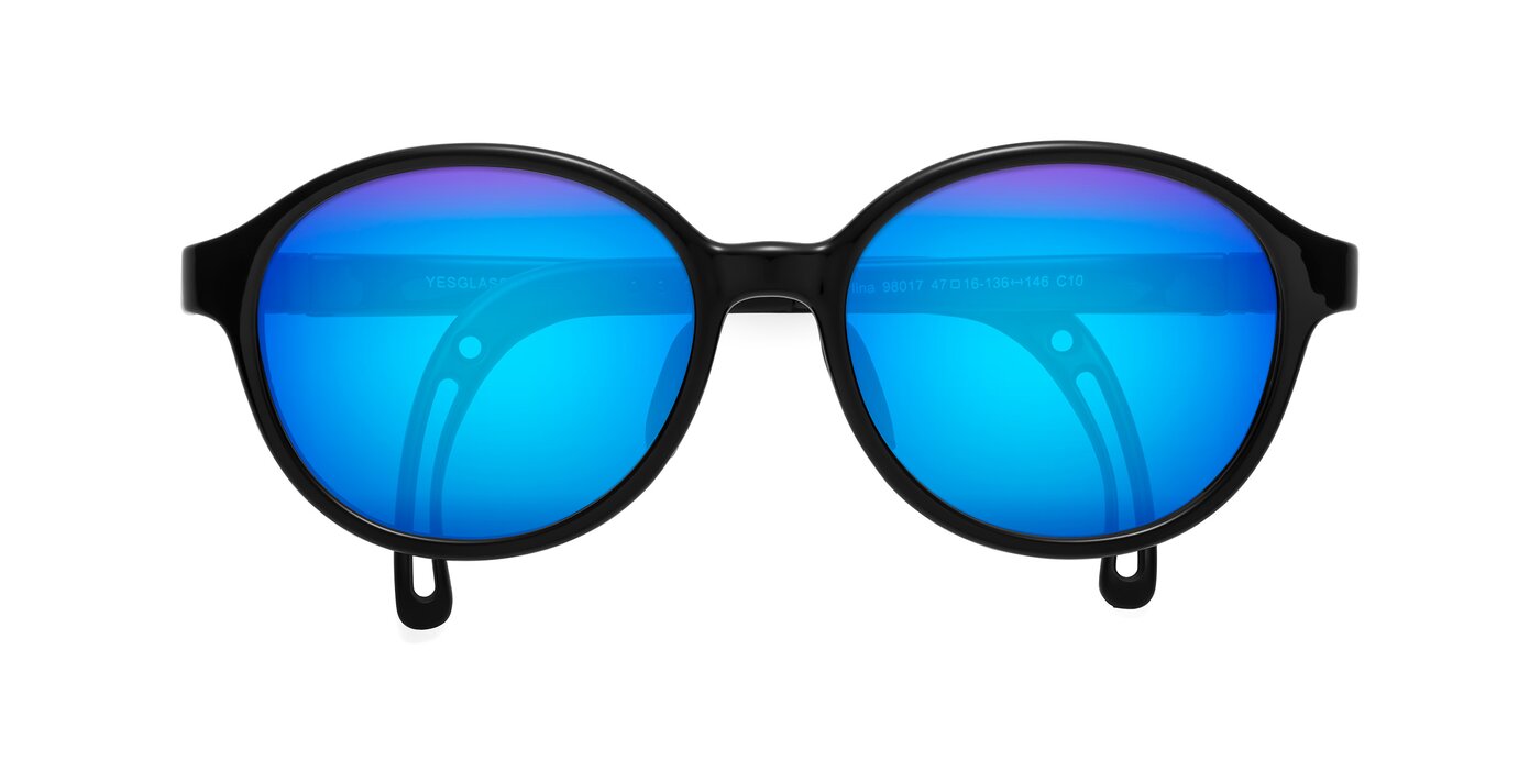 Zerlina - Ninja Black Flash Mirrored Sunglasses