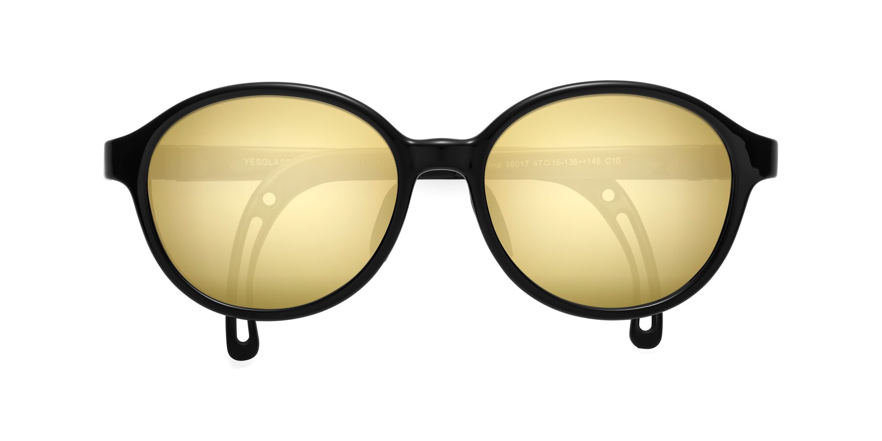 Folded Front of Zerlina in Ninja Black with Gold Mirrored Lenses