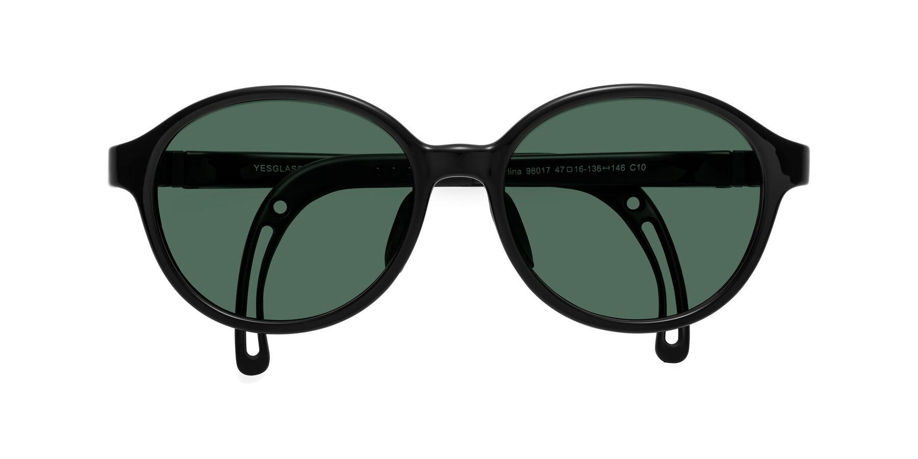 Folded Front of Zerlina in Ninja Black with Green Polarized Lenses