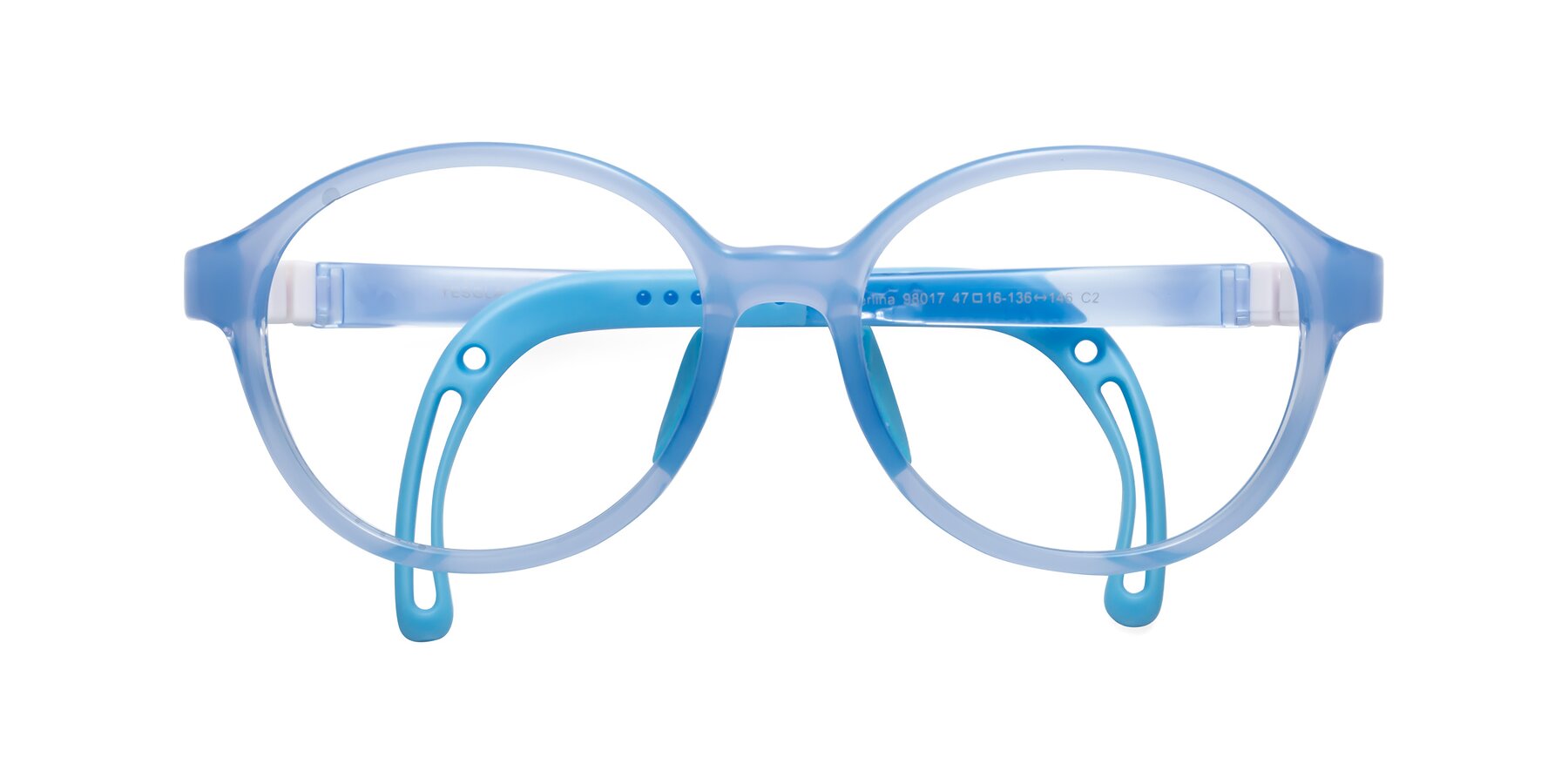 Folded Front of Zerlina in Pilot Blue with Clear Blue Light Blocking Lenses