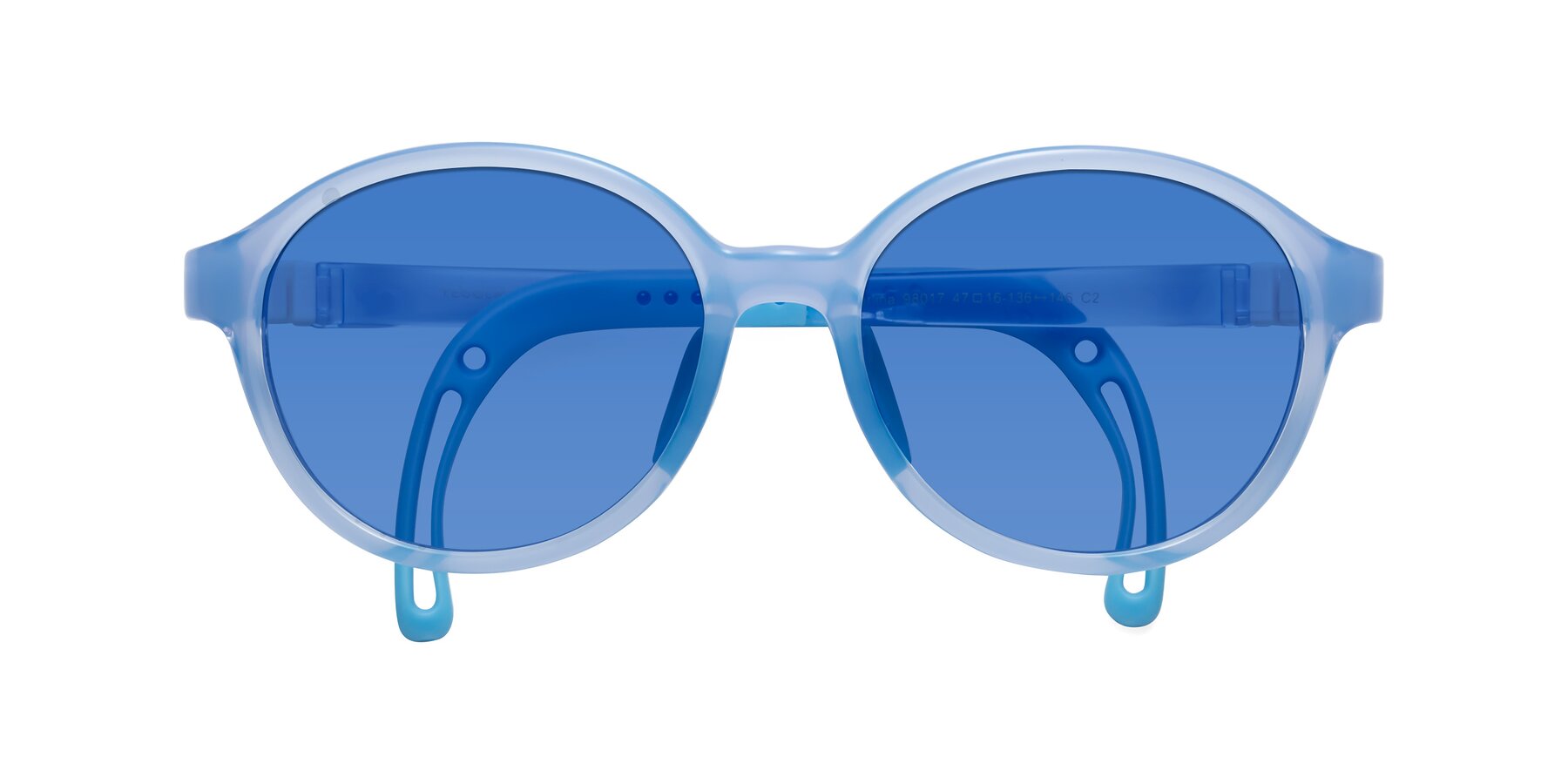 Folded Front of Zerlina in Pilot Blue with Blue Tinted Lenses