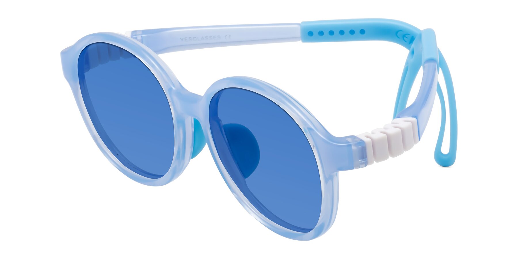 Angle of Zerlina in Pilot Blue with Blue Tinted Lenses