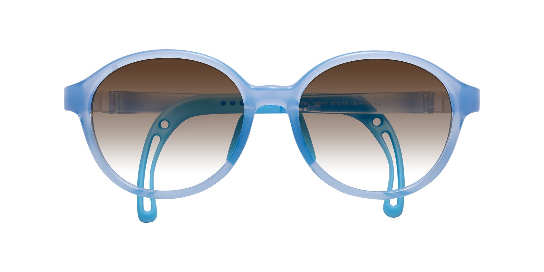 Folded Front of Zerlina in Pilot Blue with Brown Gradient Lenses