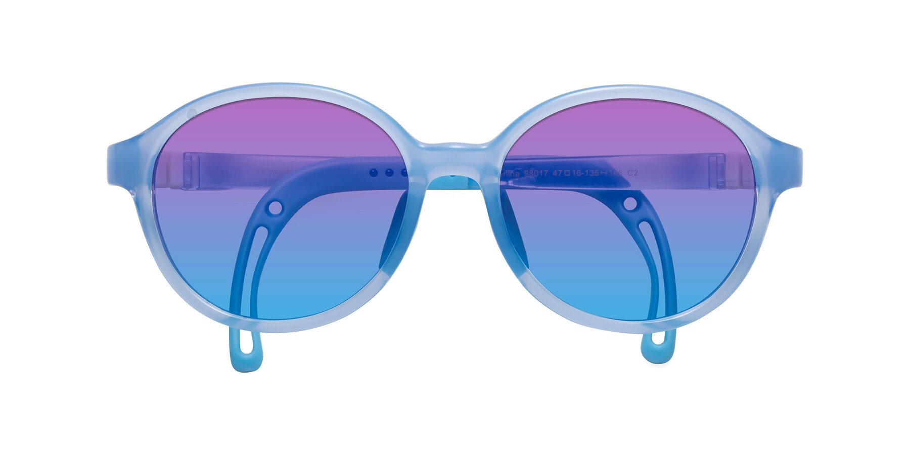 Folded Front of Zerlina in Pilot Blue with Purple / Blue Gradient Lenses