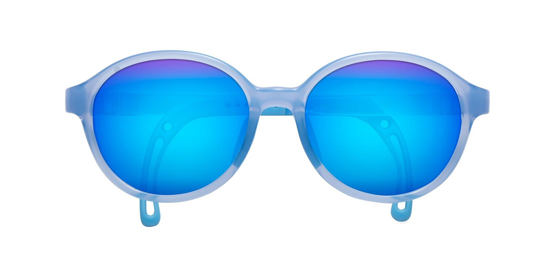 Folded Front of Zerlina in Pilot Blue with Blue Mirrored Lenses