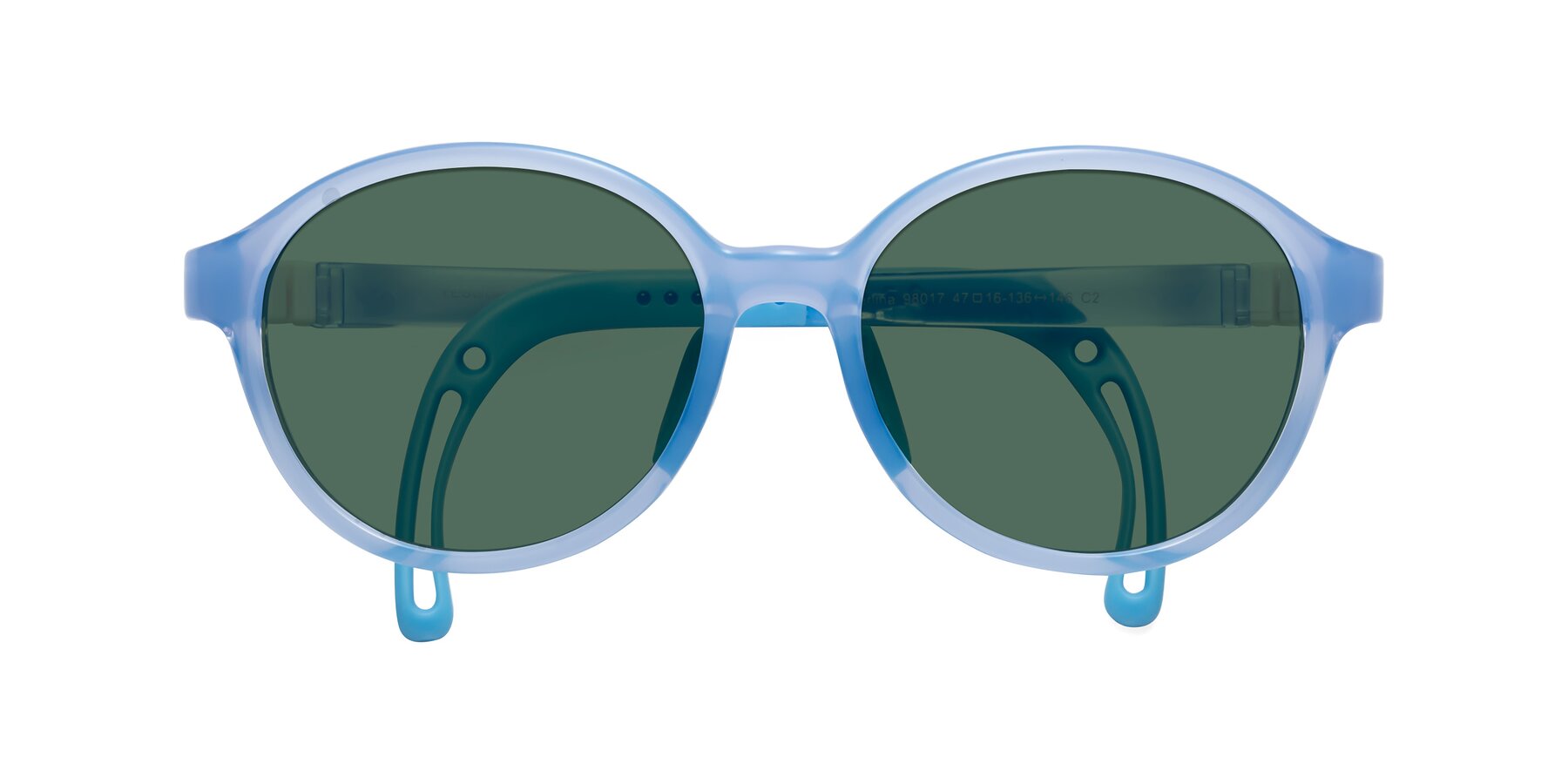 Folded Front of Zerlina in Pilot Blue with Green Polarized Lenses