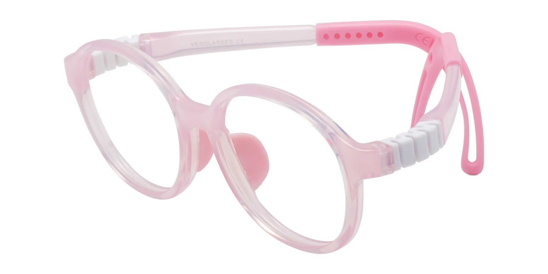 Angle of Zerlina in Artist Pink with Clear Blue Light Blocking Lenses