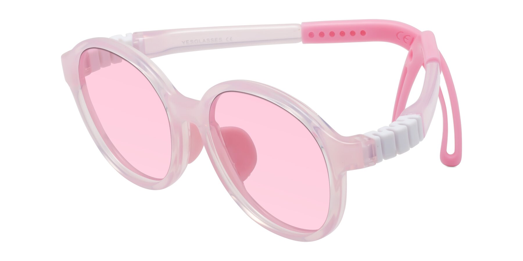 Angle of Zerlina in Artist Pink with Light Pink Tinted Lenses