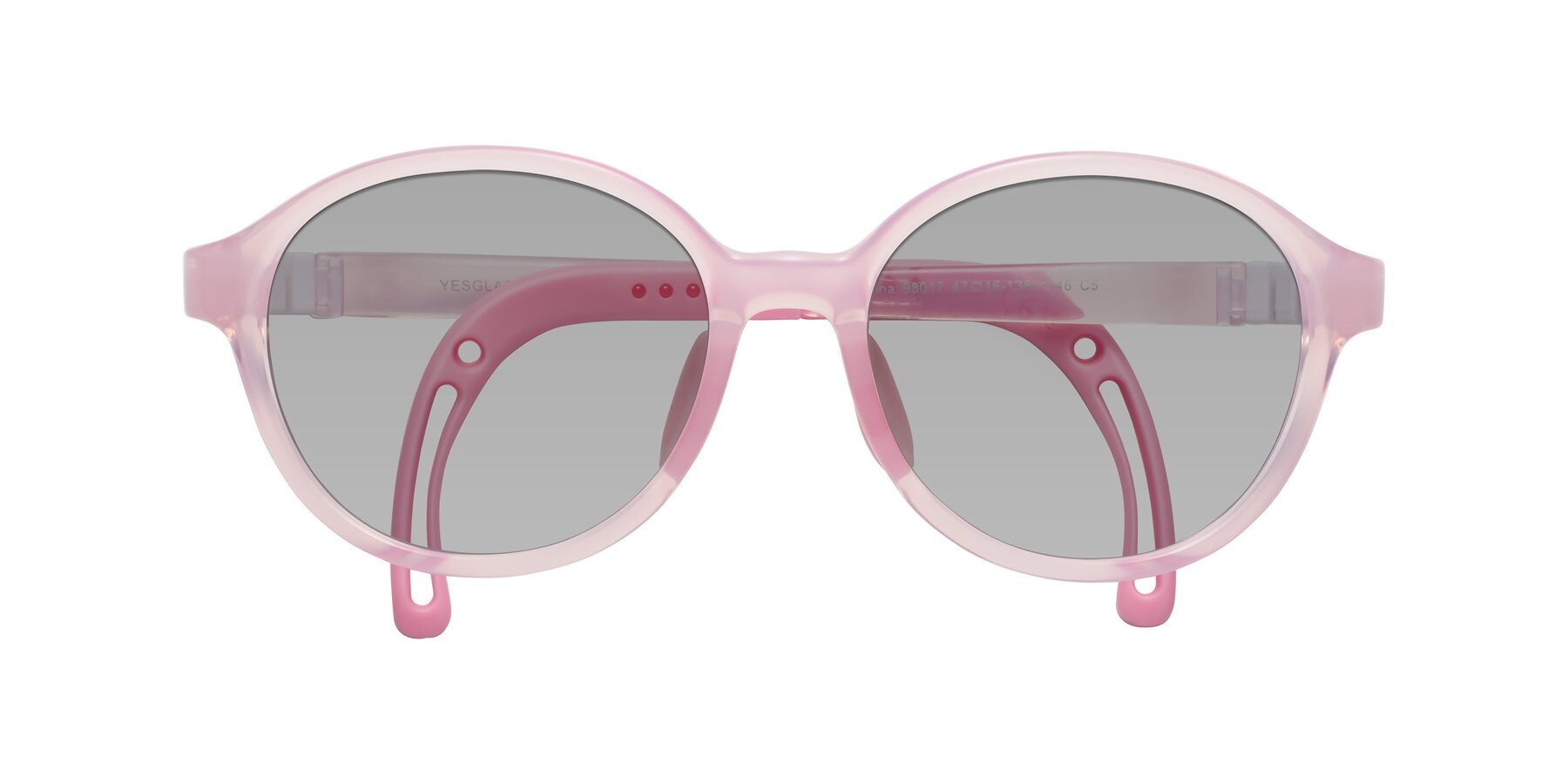 Folded Front of Zerlina in Artist Pink with Light Gray Tinted Lenses