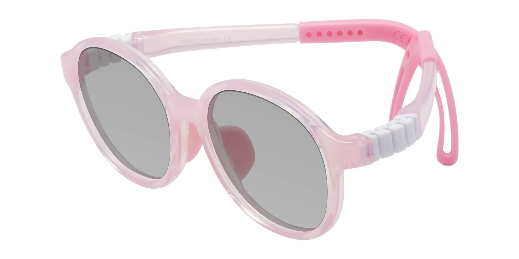 Angle of Zerlina in Artist Pink with Light Gray Tinted Lenses