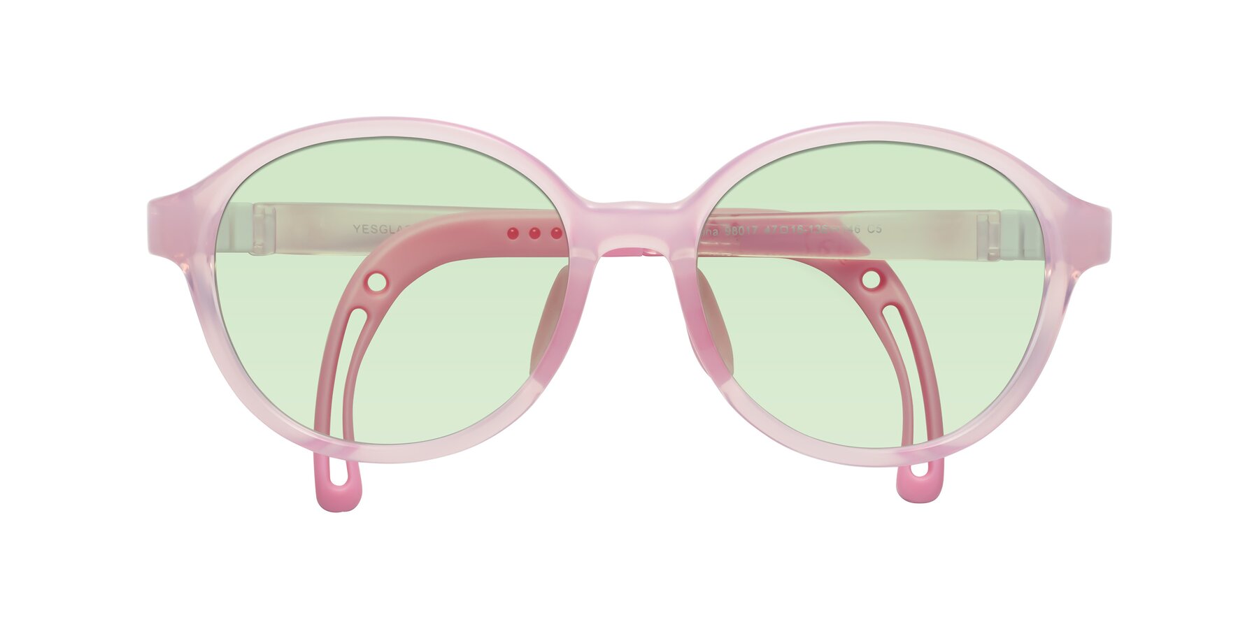 Folded Front of Zerlina in Artist Pink with Light Green Tinted Lenses