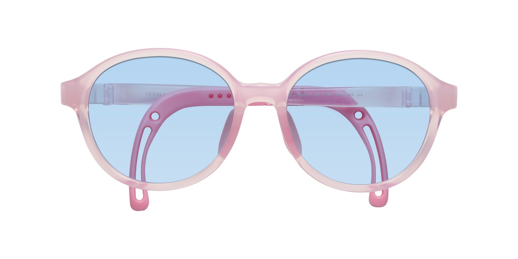 Folded Front of Zerlina in Artist Pink with Light Blue Tinted Lenses