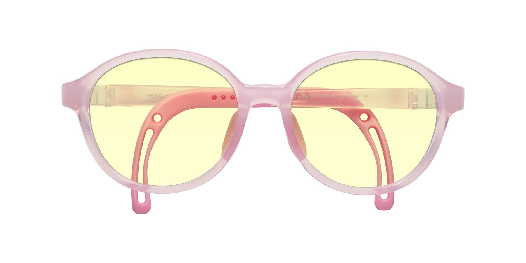 Folded Front of Zerlina in Artist Pink with Light Yellow Tinted Lenses