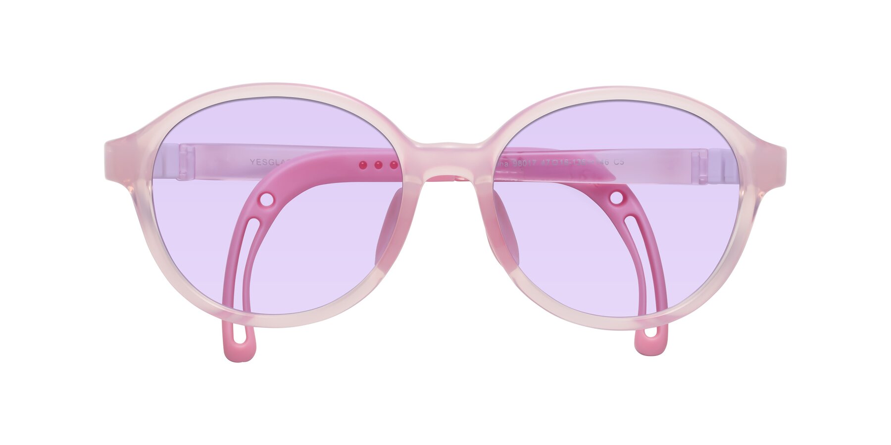 Folded Front of Zerlina in Artist Pink with Light Purple Tinted Lenses