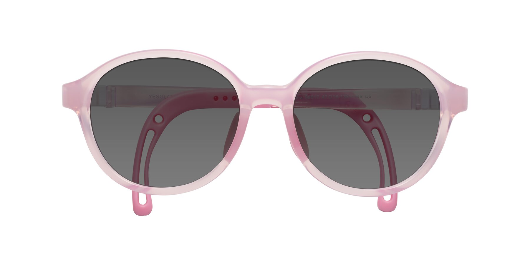 Folded Front of Zerlina in Artist Pink with Medium Gray Tinted Lenses