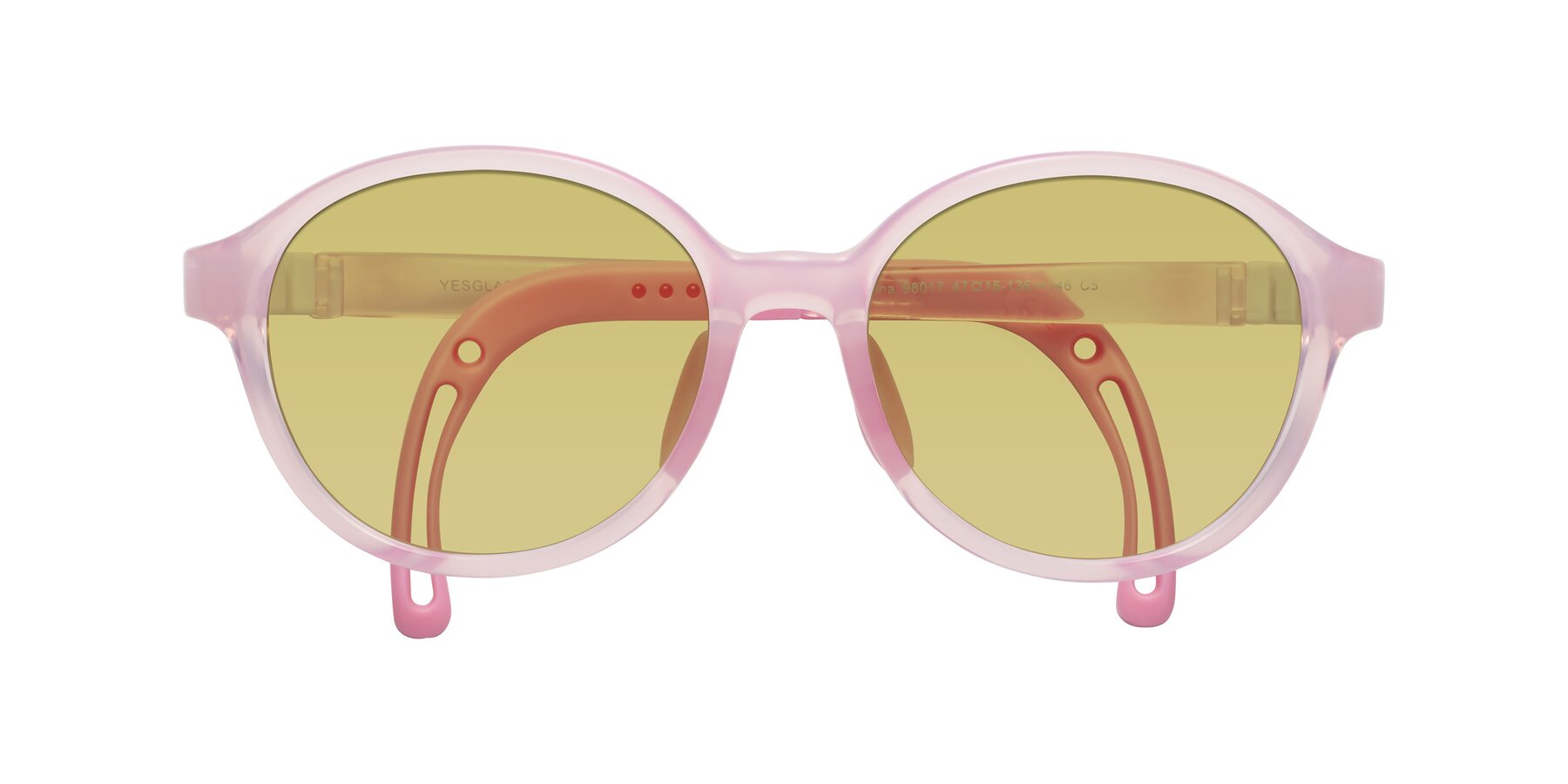 Folded Front of Zerlina in Artist Pink with Medium Champagne Tinted Lenses