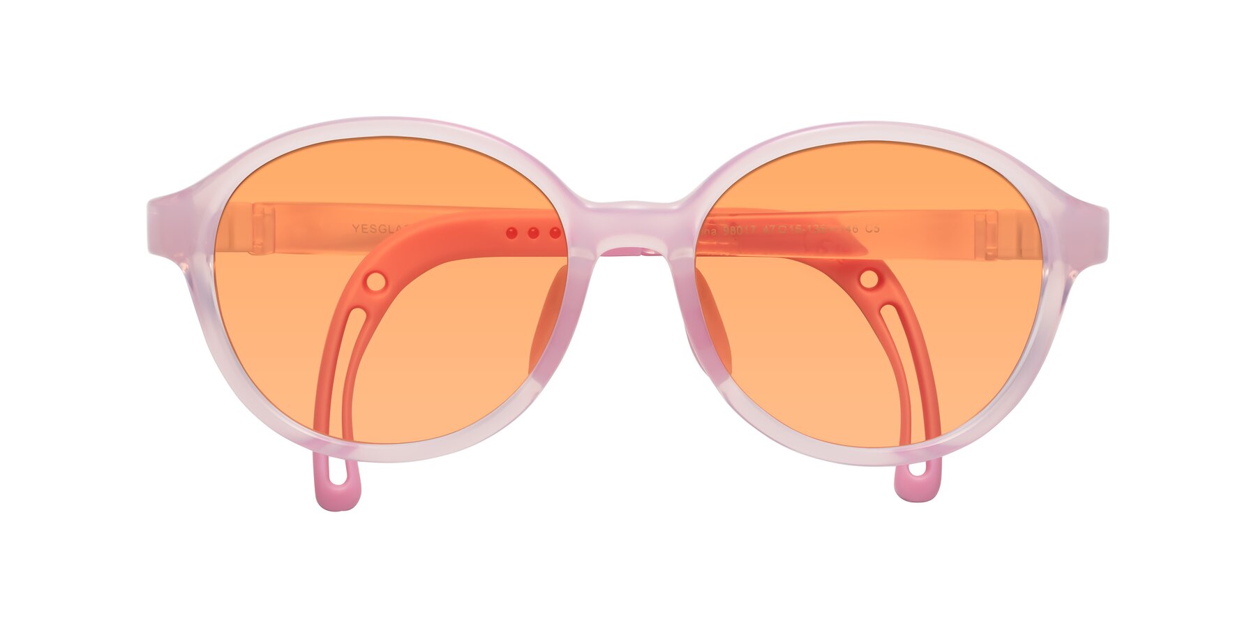 Folded Front of Zerlina in Artist Pink with Medium Orange Tinted Lenses