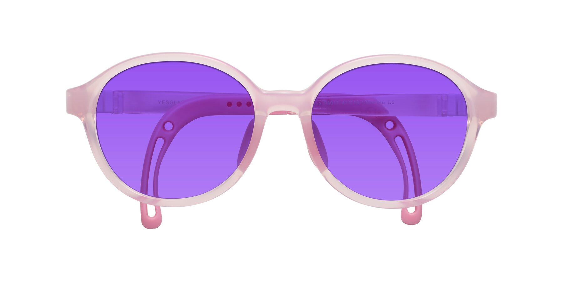 Folded Front of Zerlina in Artist Pink with Purple Tinted Lenses