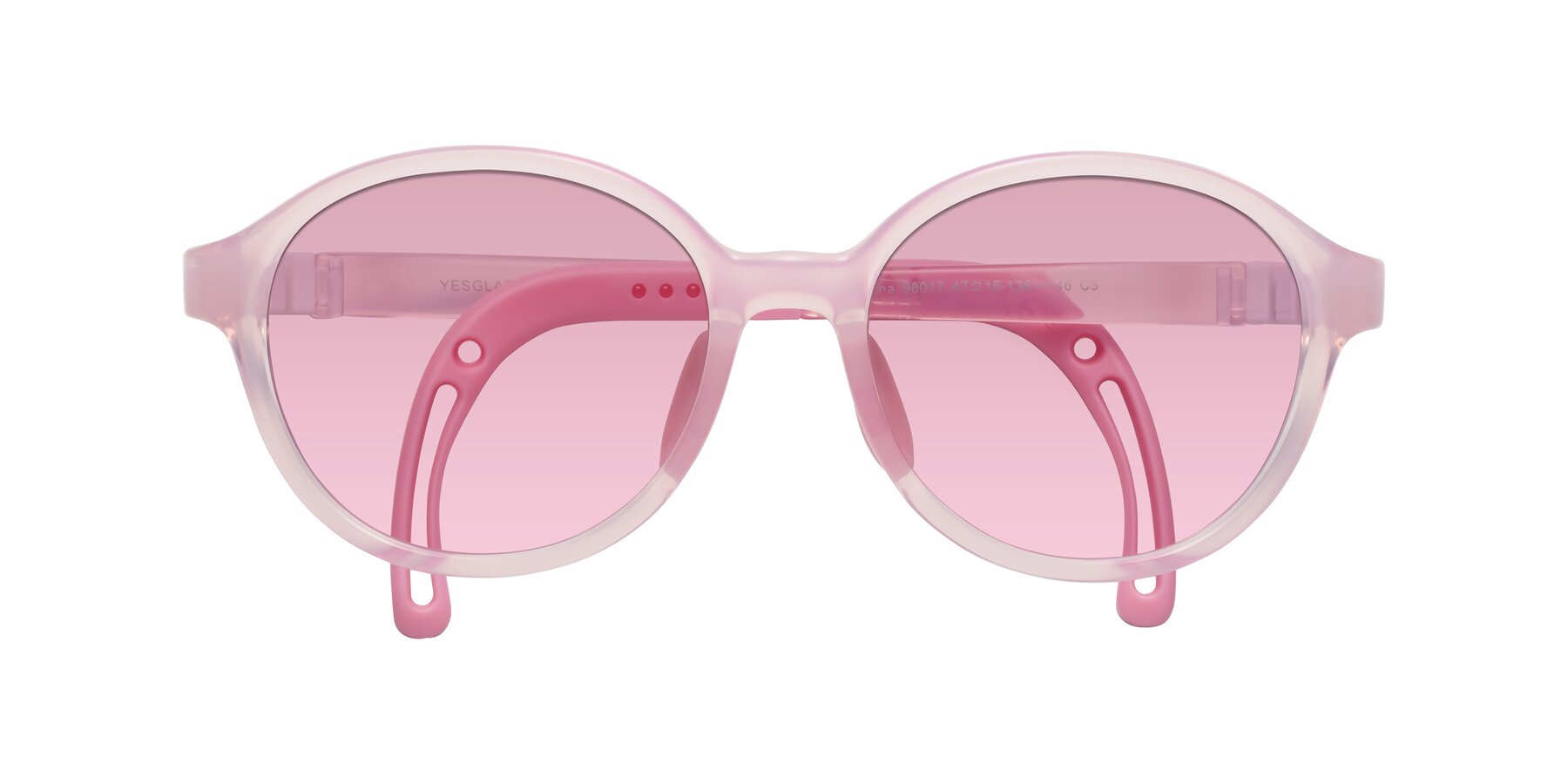 Folded Front of Zerlina in Artist Pink with Light Wine Tinted Lenses