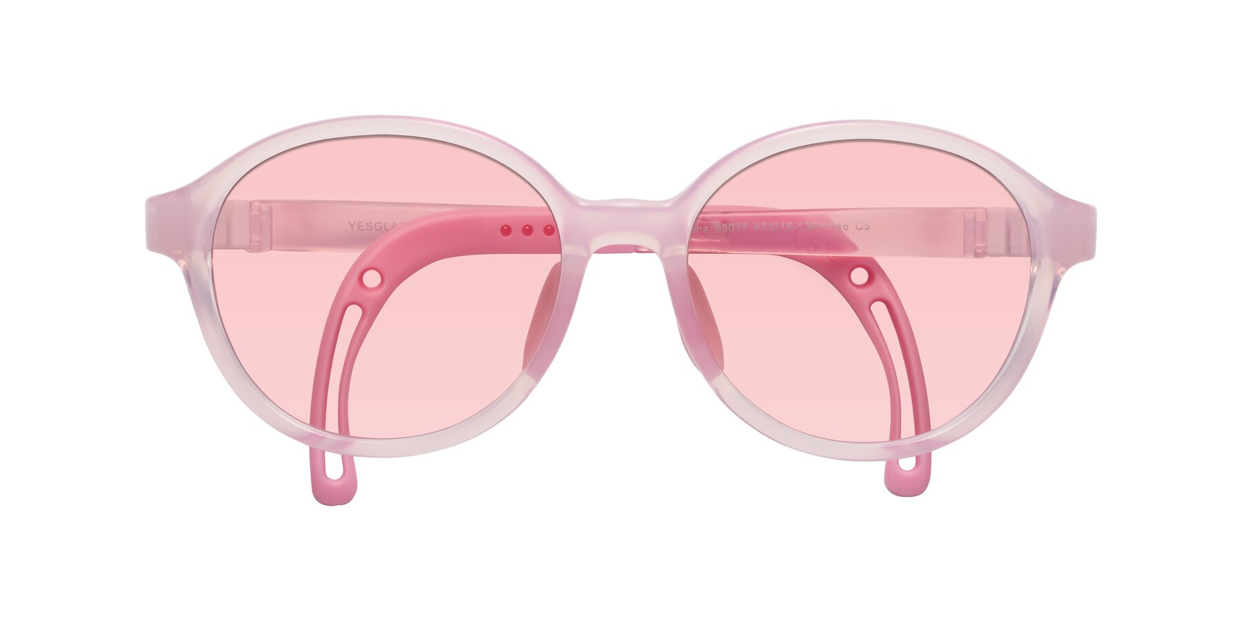 Folded Front of Zerlina in Artist Pink with Light Garnet Tinted Lenses