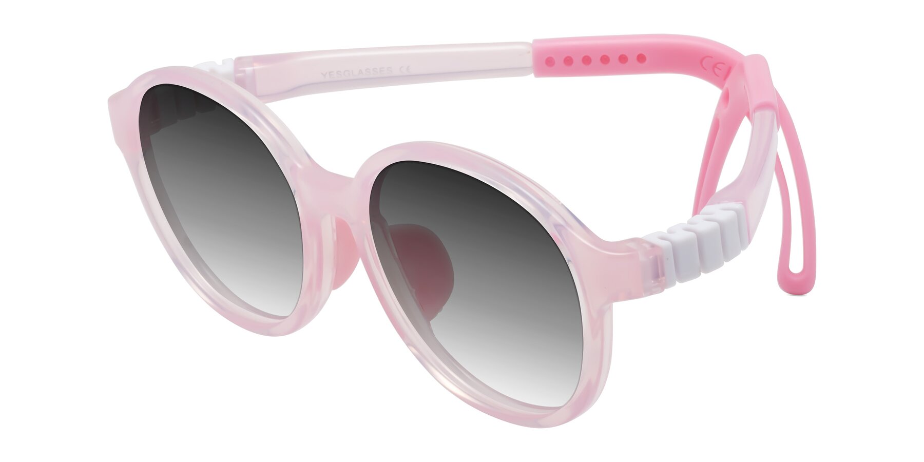 Angle of Zerlina in Artist Pink with Gray Gradient Lenses