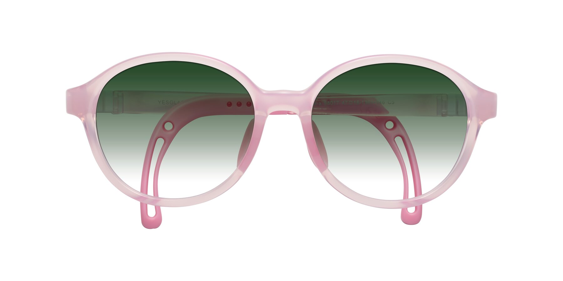 Folded Front of Zerlina in Artist Pink with Green Gradient Lenses