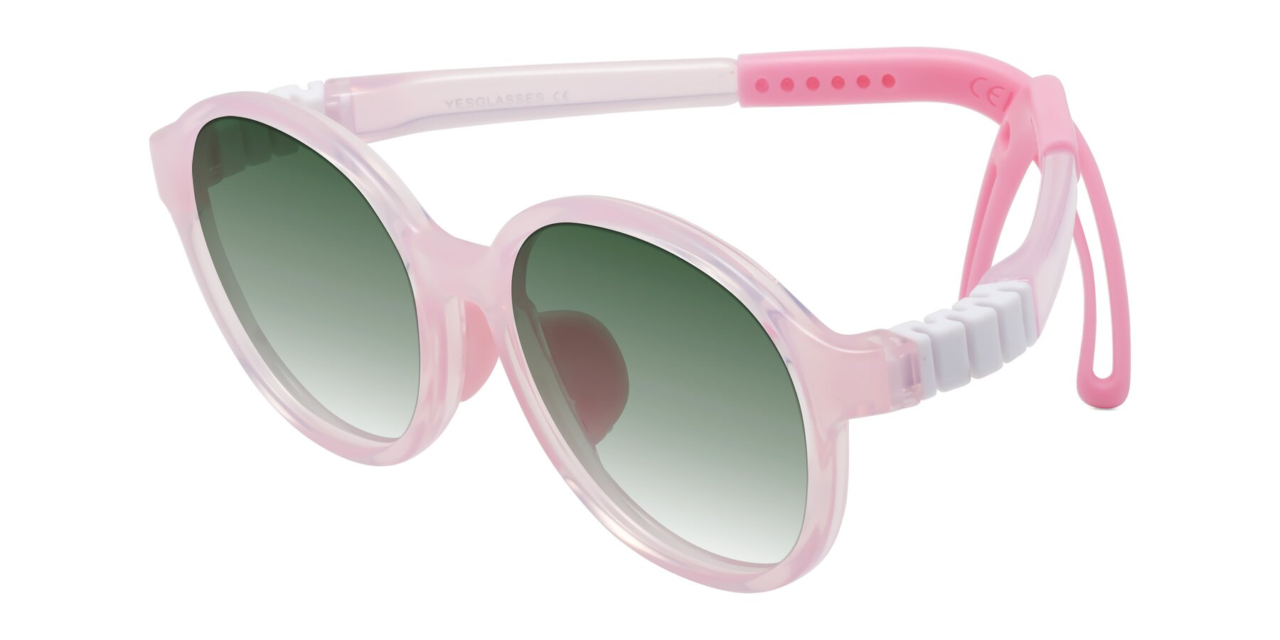 Angle of Zerlina in Artist Pink with Green Gradient Lenses