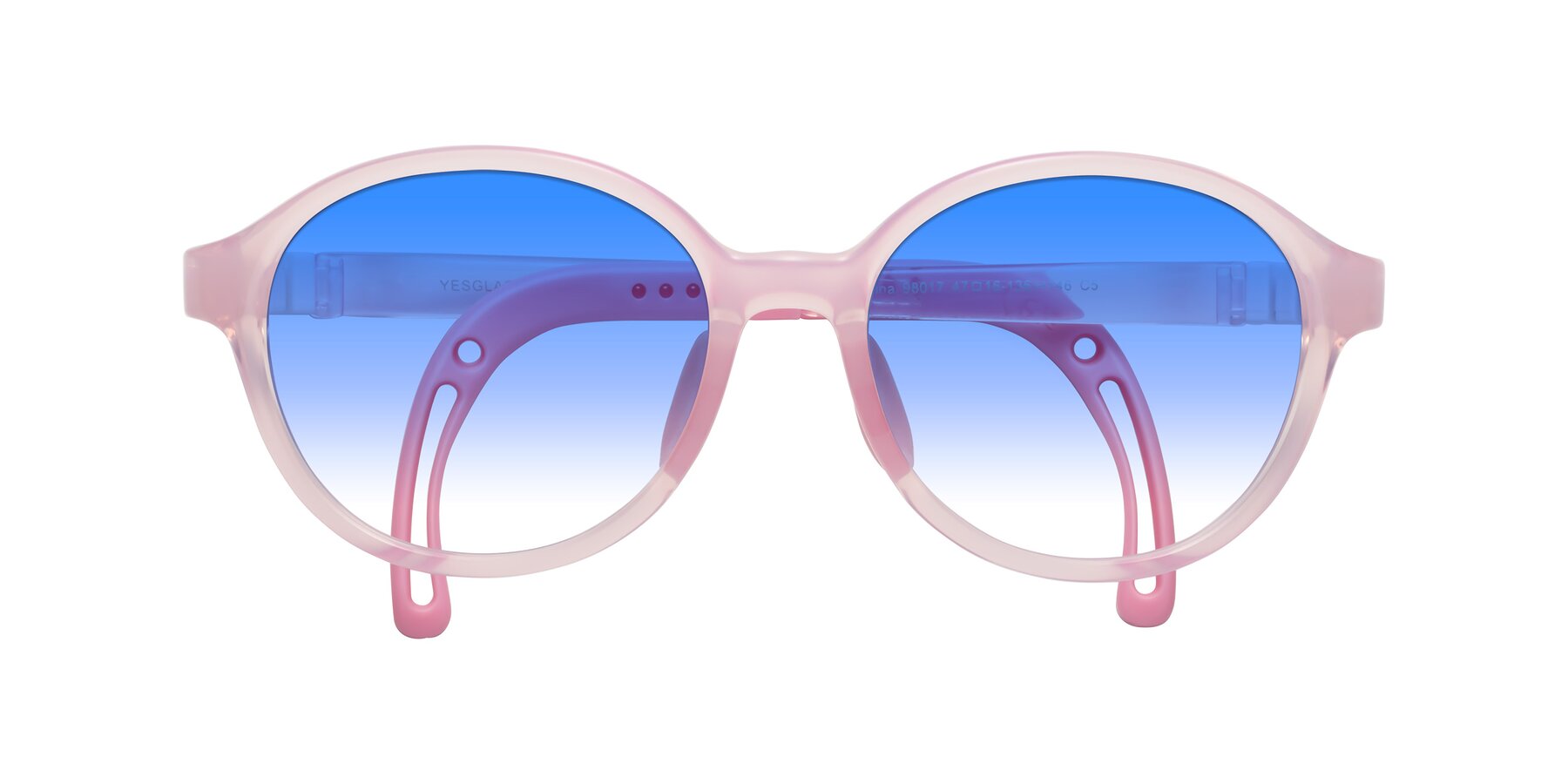 Folded Front of Zerlina in Artist Pink with Blue Gradient Lenses